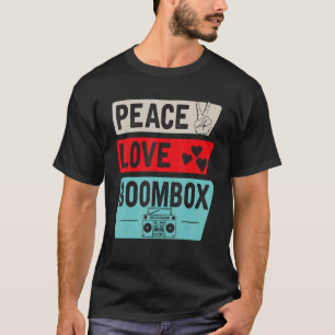 Camiseta Caixa de Cassete de Paz e Amor 80 Retro