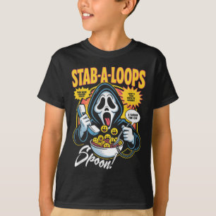 Camiseta Caixa de Cereal de Terror Stab-a-loops Halloween 