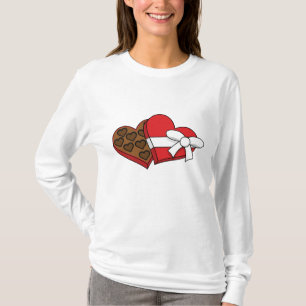 Camiseta Caixa de Chocolate do Coração do dia de os namorad