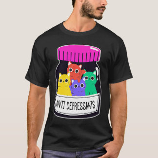 Camiseta Caixa de comprimidos antidepressivos com gatos Ant