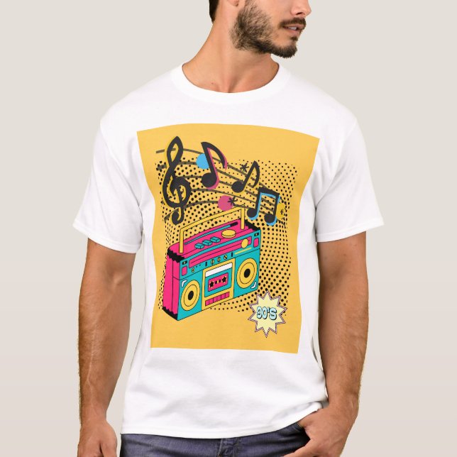 Camiseta Caixa de expansão de áudio retroativa. (Frente)