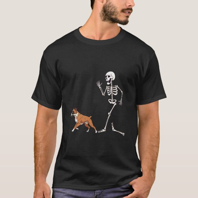 Camiseta Caixa de Halloween Engraçado e Esqueleto (Frente)