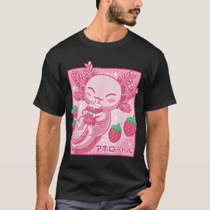 Camiseta Caixa de Milk Shake de Morango Kawaii Axolotl Japo