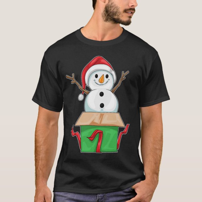 Camiseta Caixa de Natal Snowman (Frente)