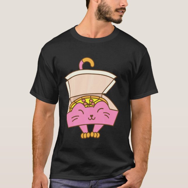 Camiseta Caixa de pizza engraçada Gato de Comida italiana L (Frente)