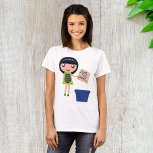 Camiseta Caixa de pizza Reciclagem de garota divertida eco-
