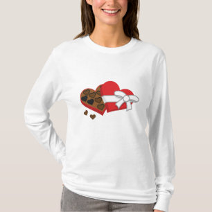 Camiseta Caixa de Presente de Chocolate Cardíaco - Dia de o