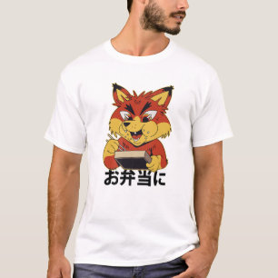 Camiseta Caixa de Sushi - Raposa de Anime Kawaii Cuta - Aes