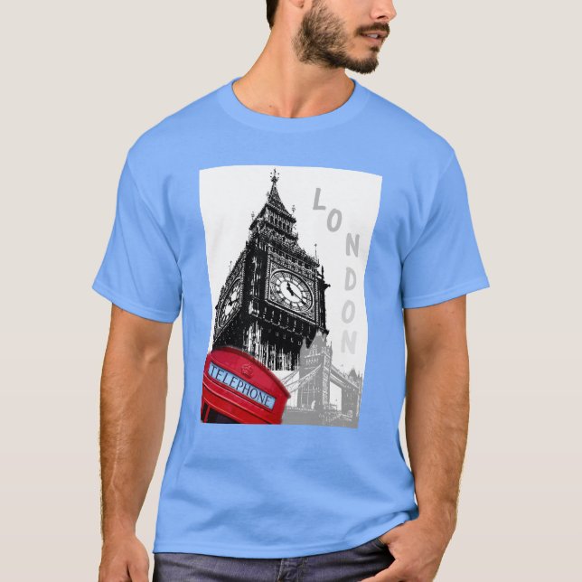 Camiseta Caixa de Telefone Vermelho Personalizado Londres G (Frente)