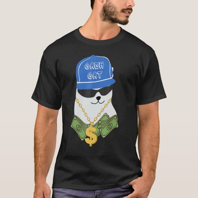 Camiseta Caixa Gato Moeda de Classificação Design (Frente)