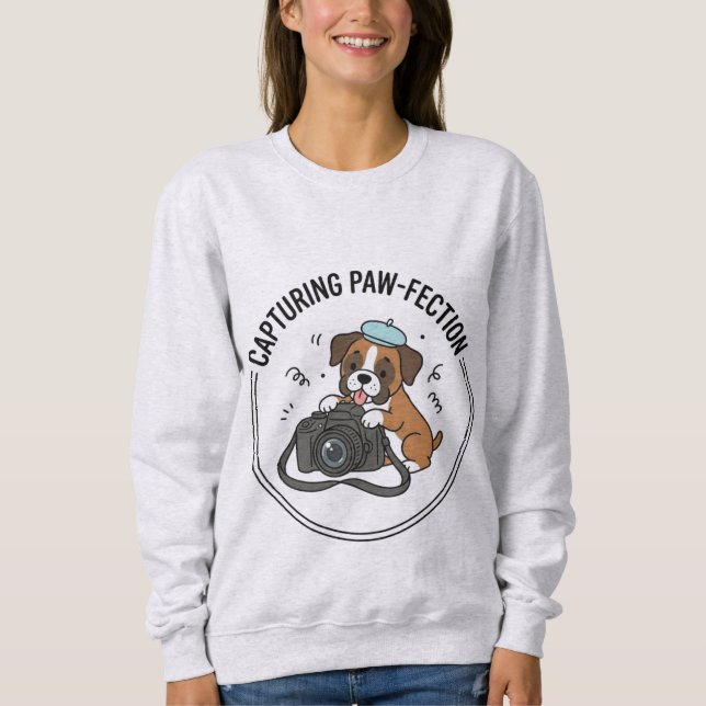 Camiseta Caixa Kawaii de Fotógrafo de Cachorro Boxer Design (Frente)
