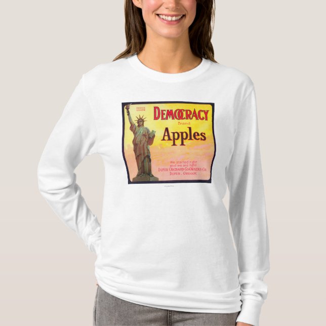 Camiseta Caixa LabelDufur de Apple da democracia, OU (Frente)