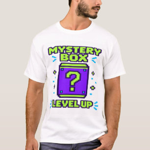 Camiseta Caixa Misteriosa Nível Aumentado Retro 8 Bit Pixel