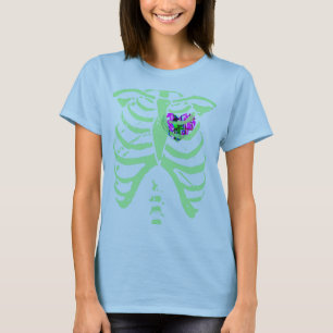 Camiseta caixa torácica abstrata do verde da hortelã do