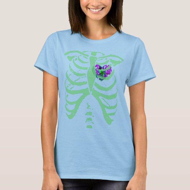 Camiseta caixa torácica abstrata do verde da hortelã do (Frente)