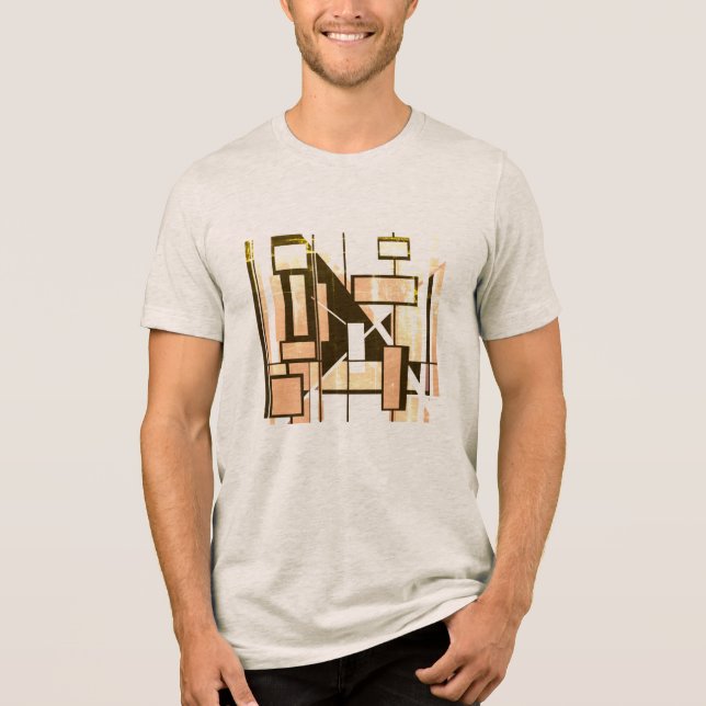 Camiseta Caixas Geométricas Laranja Claro Castanho MCM Pare (Frente)