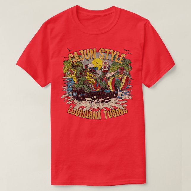 Camiseta Cajun Style Louisiana Tubing 1987 TShirt (Frente do Design)