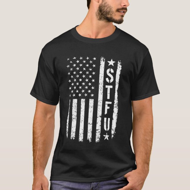 Camiseta Cala-te Bandeira Americana dos EUA (Frente)