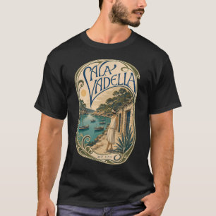 Camiseta Cala Vadella, Ibiza, Espanha [Litografia Colorida]