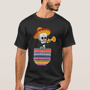Camiseta Calaca Blanket Pocket Serape Mexicana Fiesta Cinco