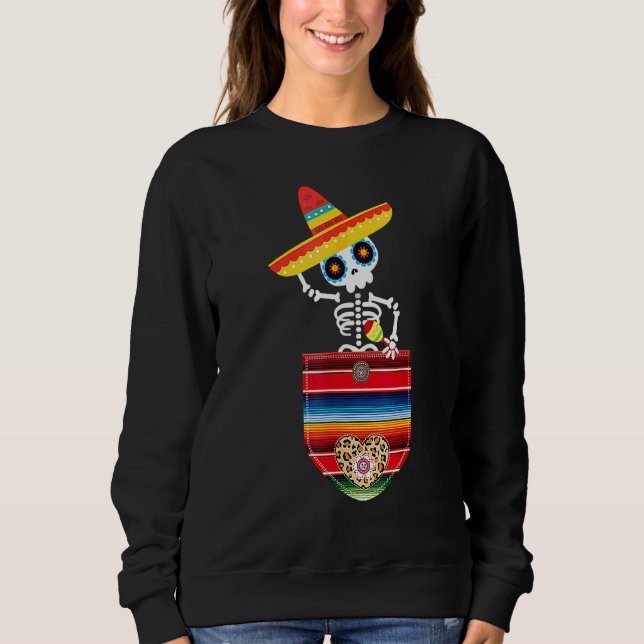 Camiseta Calaca Blanket Serape Mexicana Gift Cinco De (Frente)