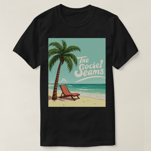 Camiseta Calafrio tropical - Palm Tree & Beach Cadeira T-Sh (Frente do Design)