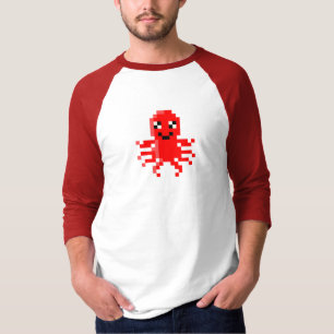 Camiseta Calamar feliz vermelho do pixel
