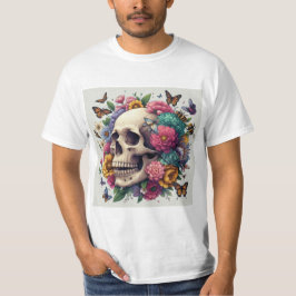 Camiseta Calavera Floral: Belleza y Muerte