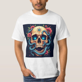 Camiseta Calavera Floral con Serpientes