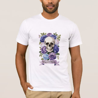 Camiseta Calavera vintage con rosas púrpuras – Memento Mori