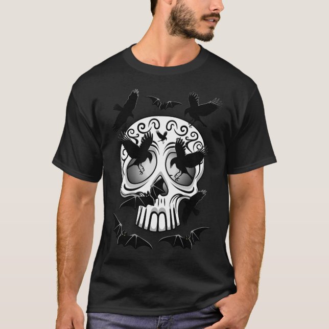 Camiseta Calaveras Decorativas do Halloween (Frente)
