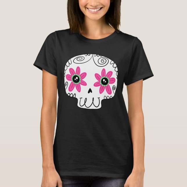 Camiseta Calaverita Dia dos Mortos do Crânio do Açúcar (Frente)