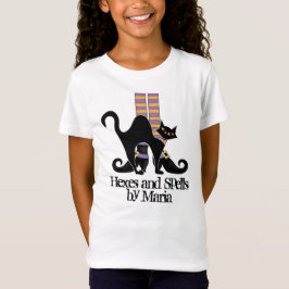 Camiseta Calçados de bruxas brancas de gato preto