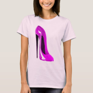 Camiseta Calçados do estilete do rosa quente