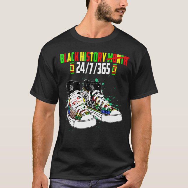 Camiseta Calçados do Mês da História Negra 24 7 365 América (Frente)