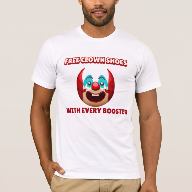 CAMISETA CALÇADOS VAX GRATUITOS COM CLOWN ANTI-VAX COM CADA (Frente)
