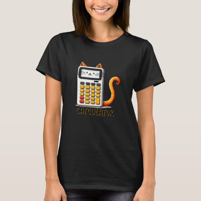 Camiseta Calculadora de gato desenho engraçado de piada de  (Frente)