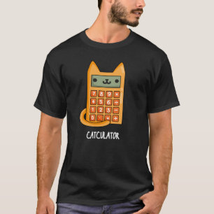 Camiseta Calculadora Engraçada De Gato Pun Dark BG