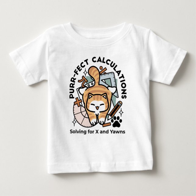 Camiseta Cálculos Perfeitos – Design de Gato de Matemática  (Frente)
