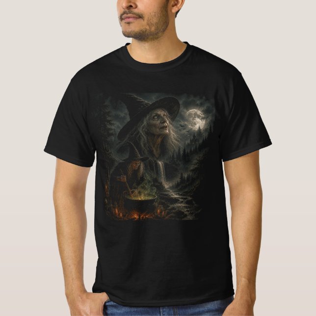 Camiseta Caldeirão da Noite das Bruxas | Lua Assombrada, Mo (Frente)