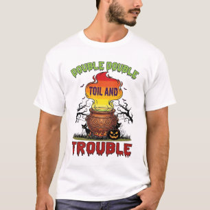 Camiseta Caldeirão de Dupla Azar do Halloween Gato Preto P