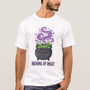 Camiseta Caldeirão Mágico de Halloween Arte de Bruxaria