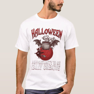 Camiseta Caldeirão Voador de Morcego de Halloween Bruxa Fan