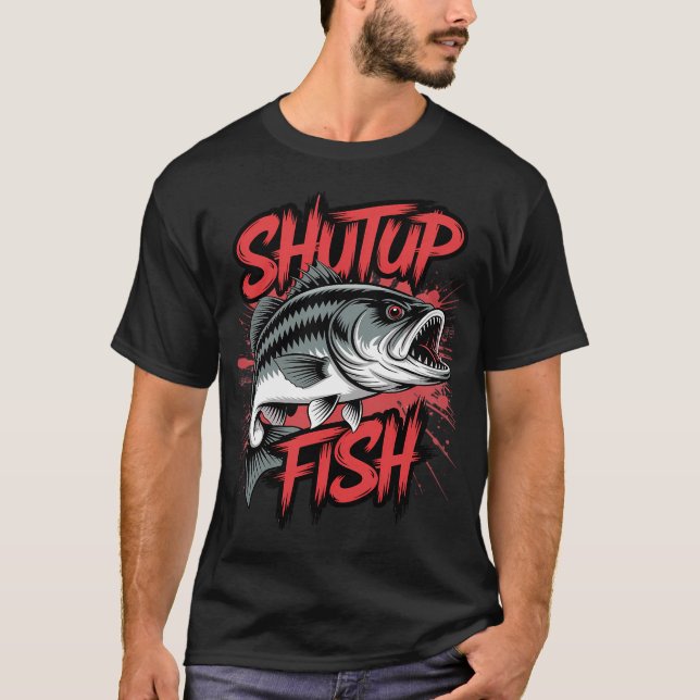 Camiseta Cale a Boca e Pescaria de Pesca de Truta de Robalo (Frente)