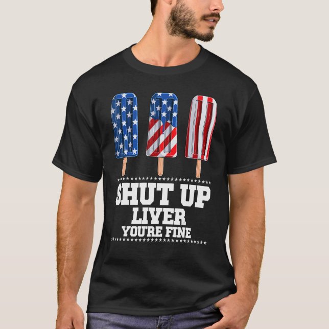 Camiseta Cale-Se Fígado Você É Bela Bandeira Americana (Frente)