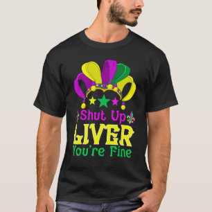 Camiseta Cale-Se Fígado Você É Um Bom Bebendo Mardi Gras
