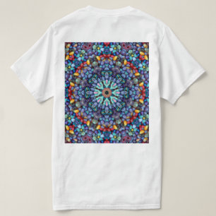 Camiseta Caleidoscópio azul do Fractal do vintage de pedra