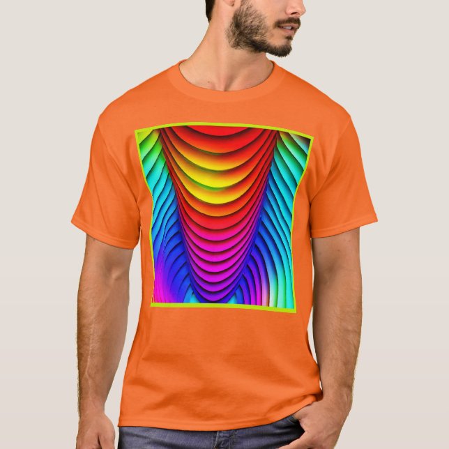 Camiseta Caleidoscópio de Cores Padrão 3D (Frente)