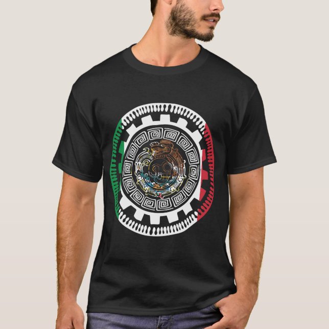 Camiseta Calendário Histórico Mexicano Aztec México Maya (Frente)