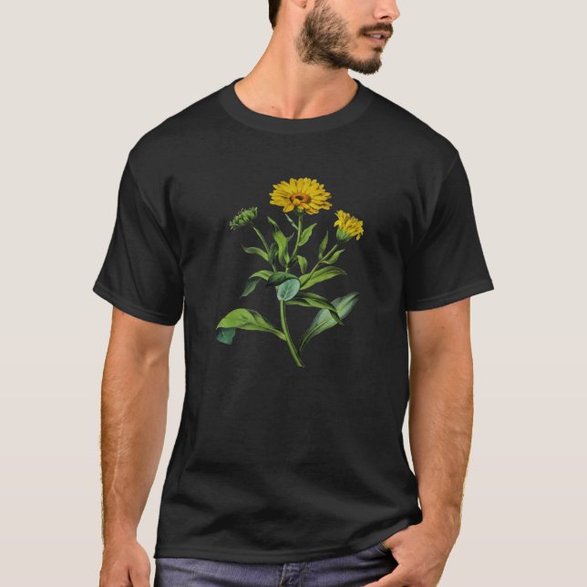 Camiseta Calendula officinalis Botanical Vector Cut Out (Frente)